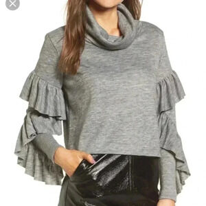 Leith funnel neck ruffle top